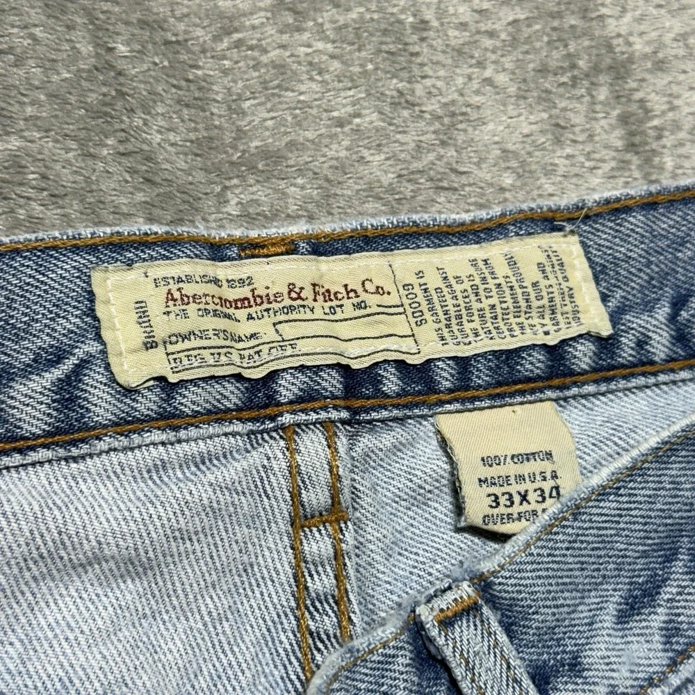Abercrombie & Fitch Jeans Mens 32x33.5 Made in USA Baggy Straight Distressed 90s